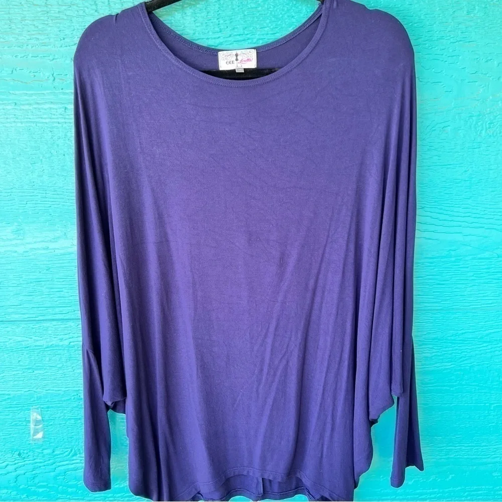 CLEARANCE Effortless Style Dolman Oversized Tunic Top Navy Blue Size Medium